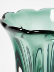 Oliver Bonas Green Assiya Wide Fluted Glass Vase - Image 3 of 5
