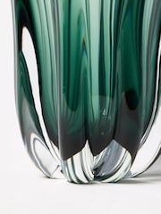 Oliver Bonas Green Assiya Wide Fluted Glass Vase - Image 4 of 5