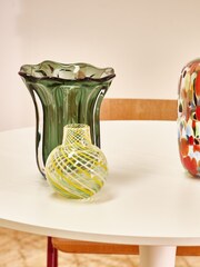 Oliver Bonas Green Assiya Wide Fluted Glass Vase - Image 5 of 5