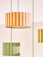 Oliver Bonas Mustard Ena Stripe Bamboo Pendant Lampshade - Image 1 of 4