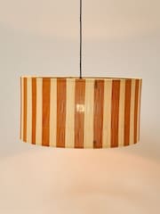Oliver Bonas Mustard Ena Stripe Bamboo Pendant Lampshade - Image 2 of 4