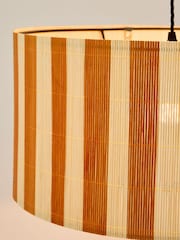 Oliver Bonas Mustard Ena Stripe Bamboo Pendant Lampshade - Image 3 of 4