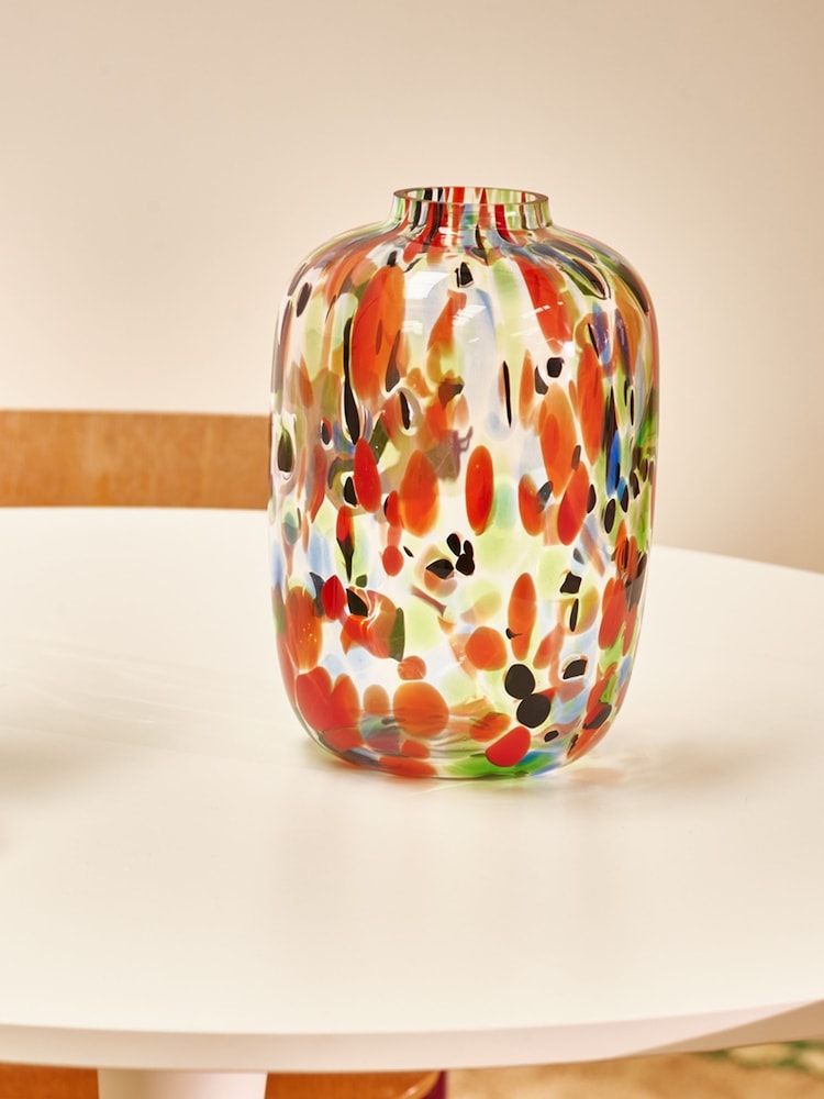 Oliver Bonas Multi Amira Tinted Speckled Glass Vase - Image 1 of 4