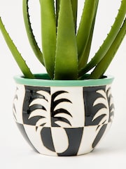 Oliver Bonas Black Pineapple Chequerboard Outdoor Plant Pot - Image 3 of 5