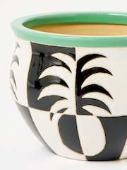 Oliver Bonas Black Pineapple Chequerboard Outdoor Plant Pot - Image 4 of 5