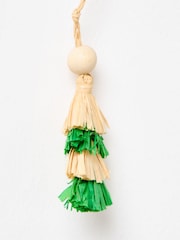 Oliver Bonas Green Raffia Arched Hanging Wall Mirror - Image 5 of 5