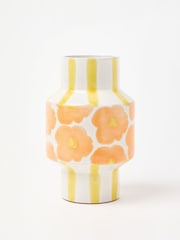 Oliver Bonas Yellow Zahra Orange Floral Ceramic Vase - Image 1 of 3