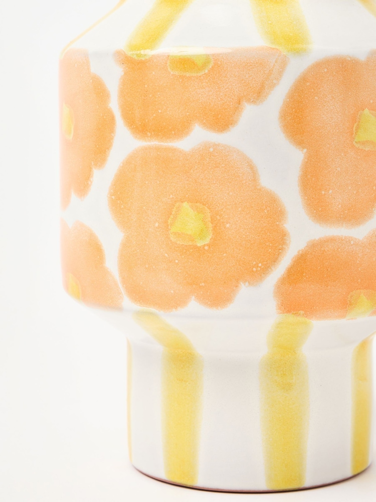 Oliver Bonas Yellow Zahra Orange Floral Ceramic Vase - Image 2 of 3