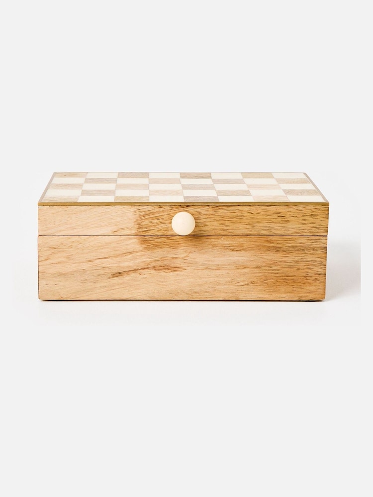 Oliver Bonas Natural Chequerboard Resin And Wood Jewellery Box - Image 6 of 6