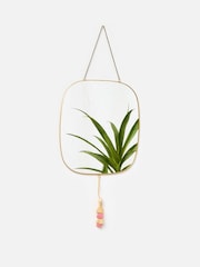 Oliver Bonas Pink Raffia Square Hanging Wall Mirror - Image 1 of 5