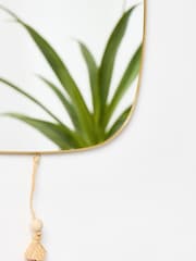 Oliver Bonas Pink Raffia Square Hanging Wall Mirror - Image 3 of 5