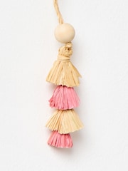 Oliver Bonas Pink Raffia Square Hanging Wall Mirror - Image 5 of 5