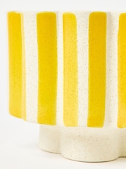 Oliver Bonas Yellow Joya Scalloped Stripe Medium Plant Pot - Image 5 of 6