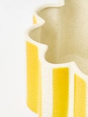 Oliver Bonas Yellow Joya Scalloped Stripe Medium Plant Pot - Image 6 of 6