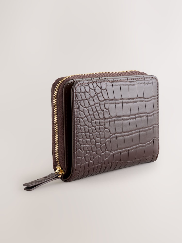 Chocolate Brown Midi Zip Around Purse - Image 1 of 5