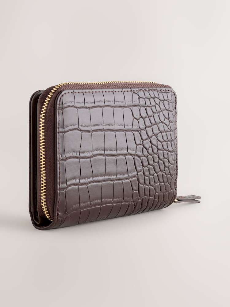 Chocolate Brown Midi Zip Around Purse - Image 2 of 5