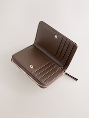Chocolate Brown Midi Zip Around Purse - Image 3 of 5