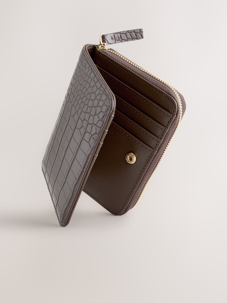 Chocolate Brown Midi Zip Around Purse - Image 5 of 5