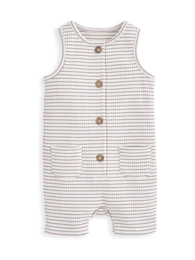 Mamas & Papas Striped Sleeveless Shortie Brown Romper - Imagen 2 de 3