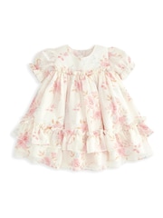 Mamas & Papas Cream Vintage Floral Printed Chiffon Dress - Image 1 of 2