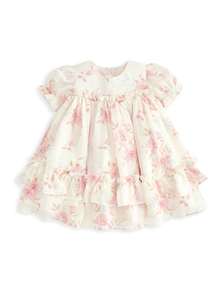 Mamas & Papas Cream Vintage Floral Printed Chiffon Dress - Image 1 of 2
