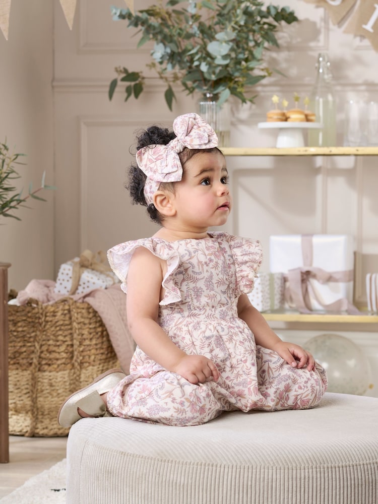 Mamas & Papas Pink Floral Dungarees - Image 1 of 4