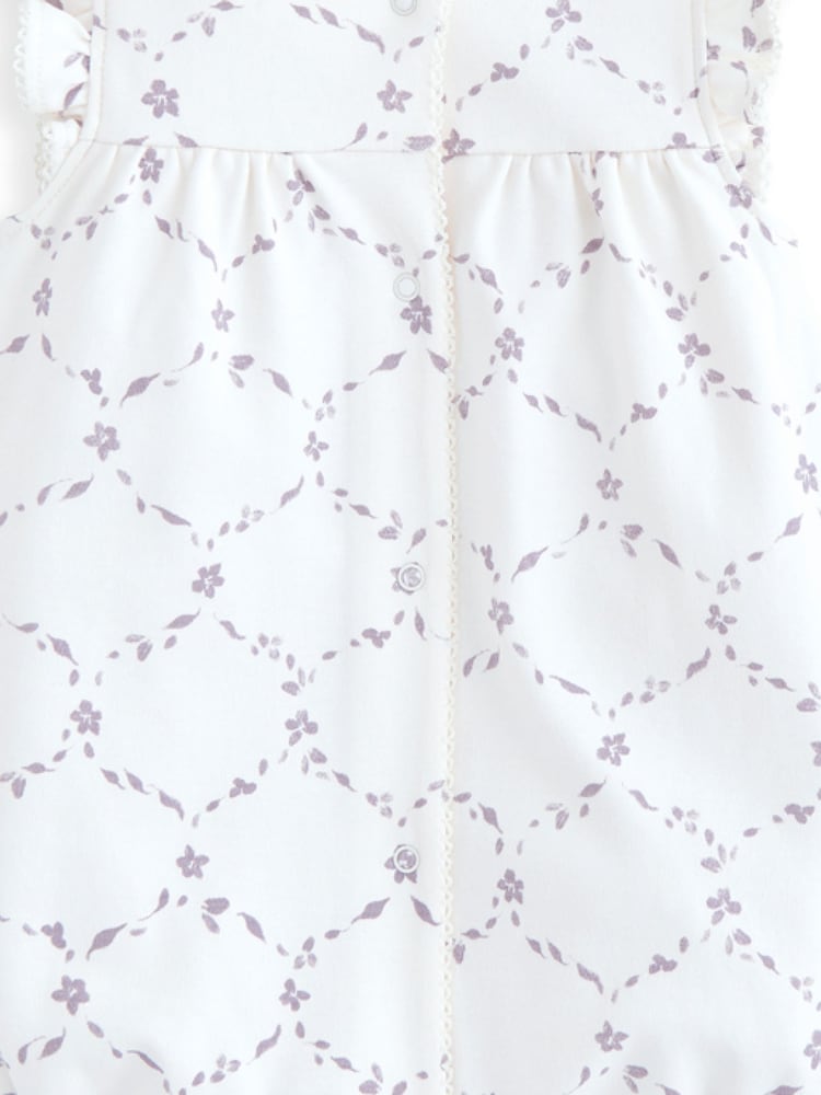 Mamas & Papas White Trellis Print Shortie 100% Cotton Romper - Image 3 of 3