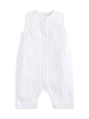 Mamas & Papas Sleeveless Patch Pocket 100% Cotton White Romper - Imagen 1 de 2