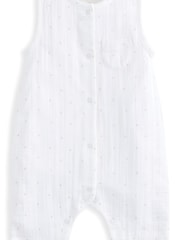 Mamas & Papas Sleeveless Patch Pocket 100% Cotton White Romper - Imagen 2 de 2