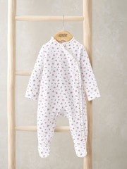 Mamas & Papas Ditsy Rose Print Frill Shortie 100% Cotton White Romper - Image 1 of 3