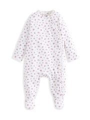 Mamas & Papas Ditsy Rose Print Frill Shortie 100% Cotton White Romper - Image 2 of 3