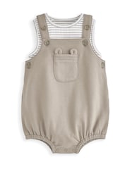 Mamas & Papas Striped Brown Bodysuit & Shortie Dungaree Set - Imagen 1 de 3
