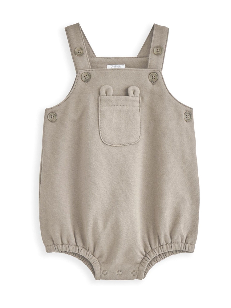 Mamas & Papas Striped Brown Bodysuit & Shortie Dungaree Set - Imagen 2 de 3