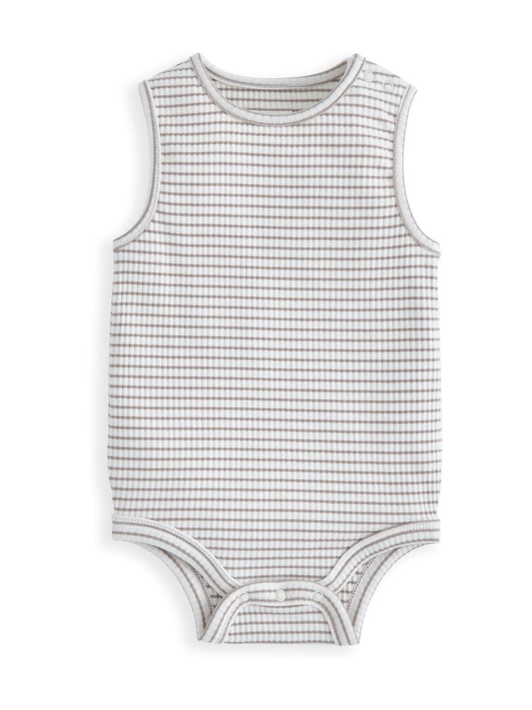 Mamas & Papas Striped Brown Bodysuit & Shortie Dungaree Set - Imagen 3 de 3