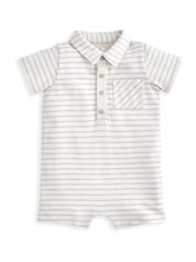 Mamas & Papas Striped Collar 100% Cotton Romper - Image 1 of 2