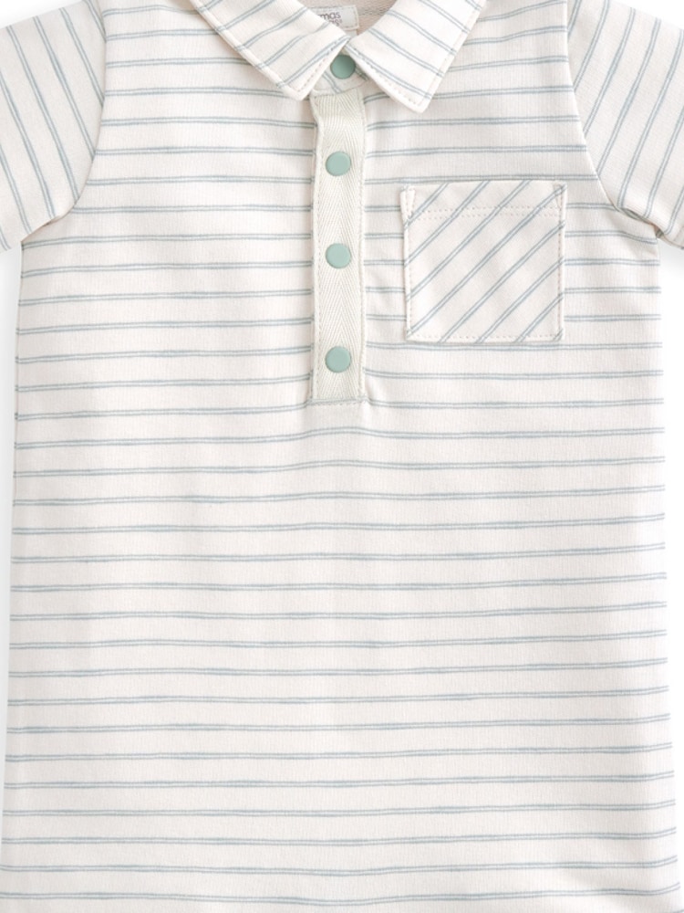 Mamas & Papas Striped Collar 100% Cotton Romper - Image 2 of 2