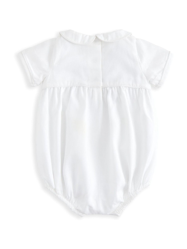 Mamas & Papas Pintuck Shortie White Romper With Collar - Imagen 2 de 2