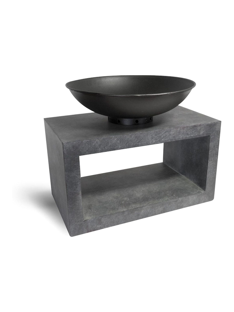 Ivyline Cement Effect Garden Fire Pit And Rectangle Console - Image 1 of 4