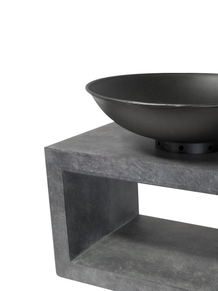 Ivyline Cement Effect Garden Fire Pit And Rectangle Console - Image 2 of 4