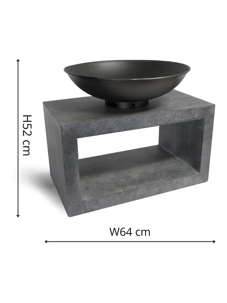 Ivyline Cement Effect Garden Fire Pit And Rectangle Console - Image 4 of 4
