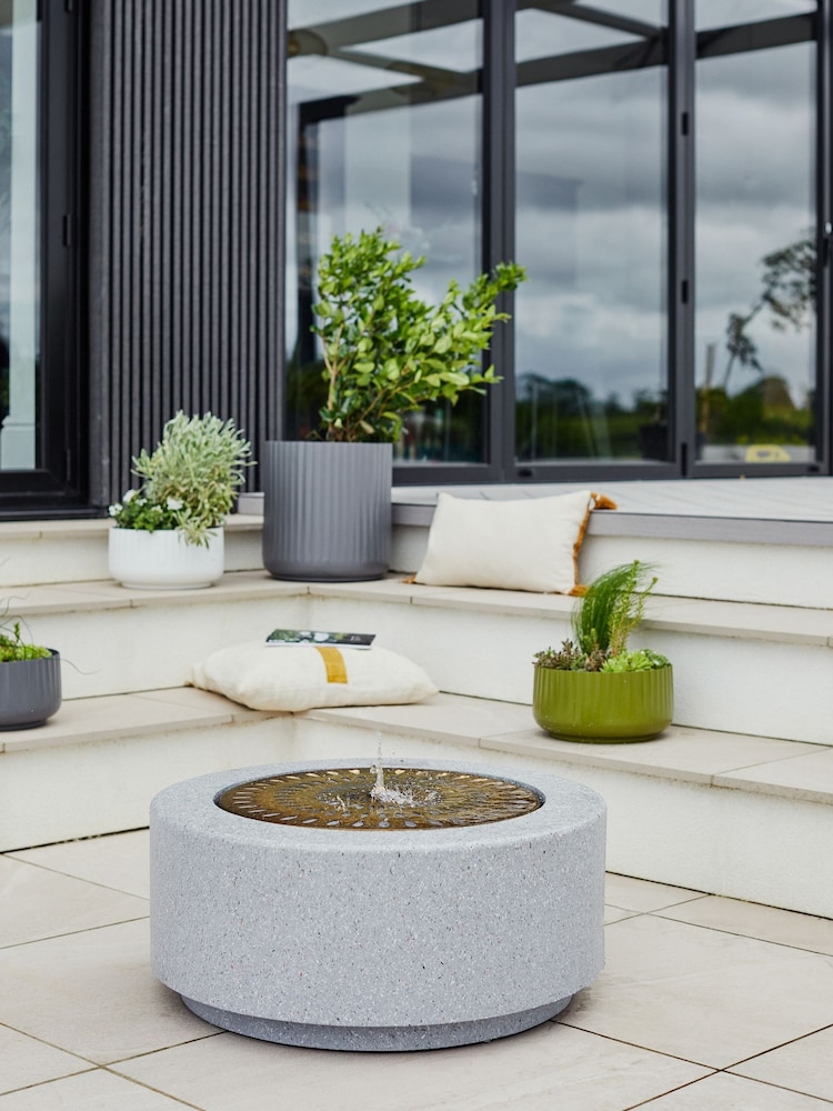 Ivyline Terrazzo Brass Solis Large Water Feature with Light Display - Image 1 of 3