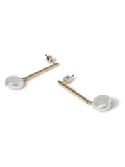 Aela Gold Tone Pearl Effect Stick Drop Earrings - Image 2 of 4