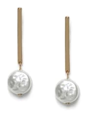 Aela Gold Tone Pearl Effect Stick Drop Earrings - Image 3 of 4