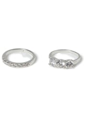 Aela Silver Tone Diamond Simulant Statement Ring Multipack - Image 2 of 2
