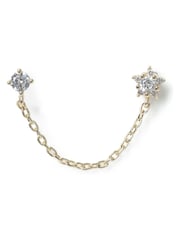 Aela Gold Tone Cubic Zirconia Chain Piercing Stud Earrings - Image 1 of 3