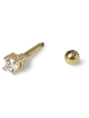Aela Gold Tone Cubic Zirconia Piercing Stud Earrings - Image 2 of 3