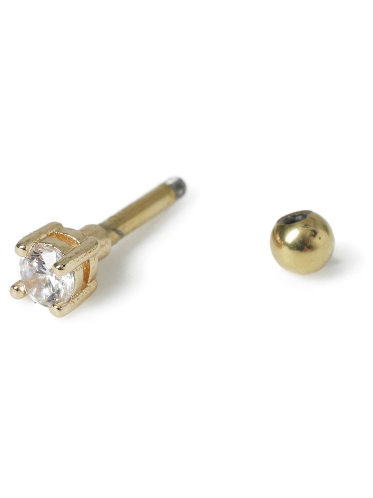 Aela Gold Tone Cubic Zirconia Piercing Stud Earrings - Image 2 of 3