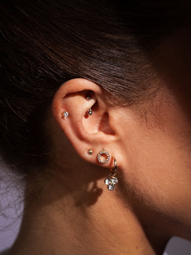 Aela Gold Tone Cubic Zirconia Piercing Stud Earrings - Image 3 of 3