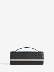 Friends Like These Black Top Handle Weave Clucth Bag - Image 1 of 5