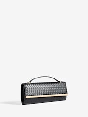 Friends Like These Black Top Handle Weave Clucth Bag - Image 2 of 5